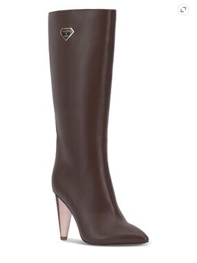 INC International Concepts Brown Knee-High Leather Boot with Sculpted Heel